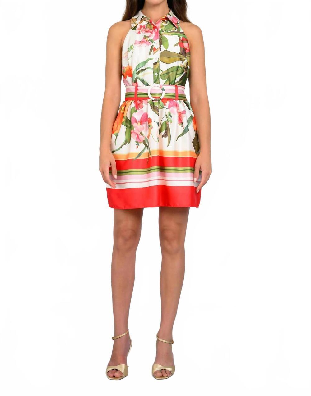 NEW LAVENDER BROWN rayna mini dress in red coral